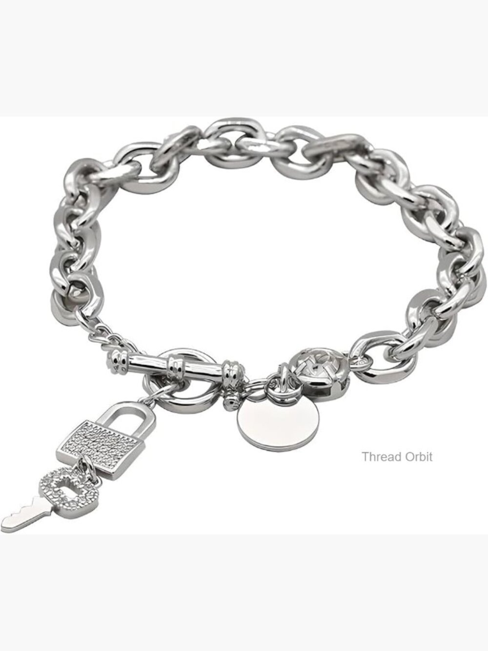 Sterling Silver Locking Bracelet with Key, Bohemian Chain Love